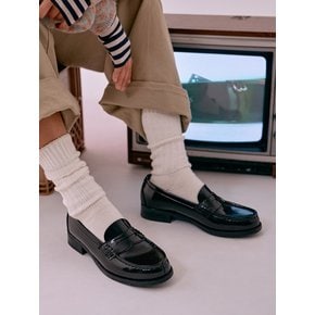 4505-BLACK 여성 와이드 페니 로퍼