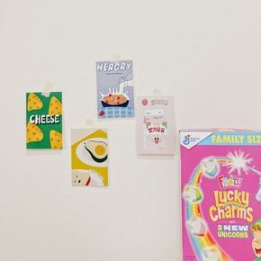 간식 벽장식 일러스트 엽서 4P 세트 벽장식소품
