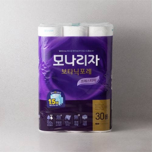 모나리자 보타닉포레 프레스티지 40m*30롤 3겹 천연펄프 화장지 (광폭 105mm)