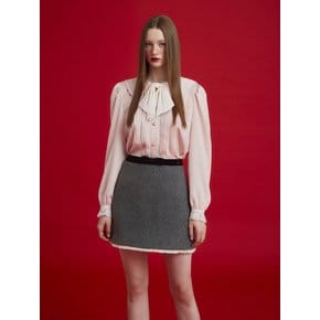 ROUND COLLAR PINTUCK BLOUSE - PINK