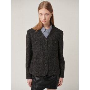 V NECK TWEED JACKET