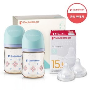 모유실감 3세대 PPSU 젖병 트윈팩 160ml 단청 +3세대 젖꼭지(2입x1개) 3L