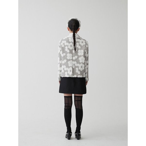 JACQUARD ROUND COLLAR JACKET_GRAY&WHITE