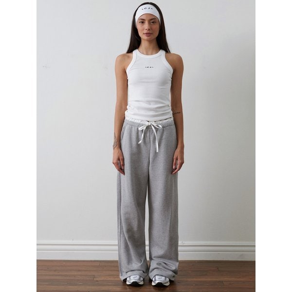 새틴 레이어드 스웻팬츠 그레이