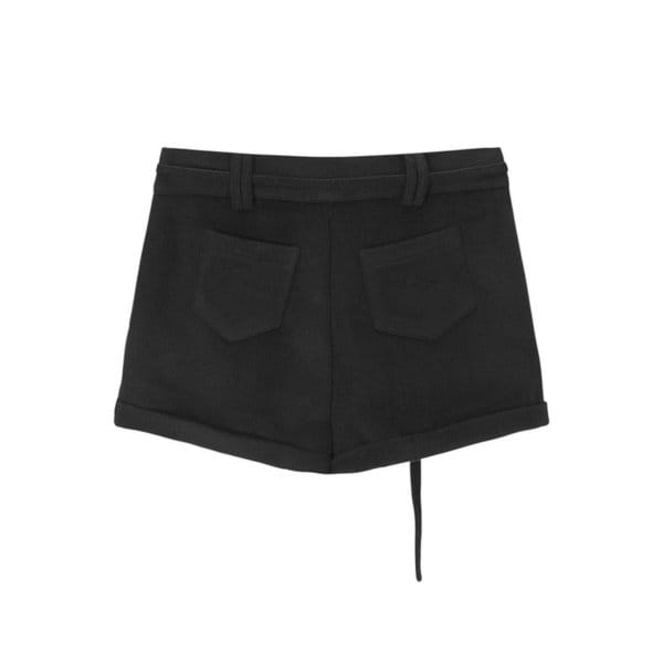BELT ROLL-UP SHORTS-BLACK