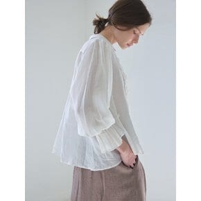 pure linen antique shirring blouse