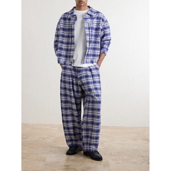 러시 와이드 체크 코튼 팬츠 46376663162970686