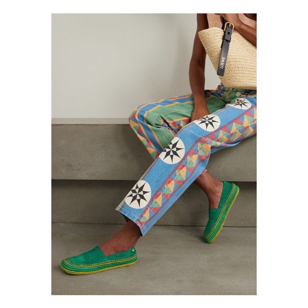 파울라 이비자 리오 라피아 트리밍 스웨이드 에스파드리유 그린 46376663162835238