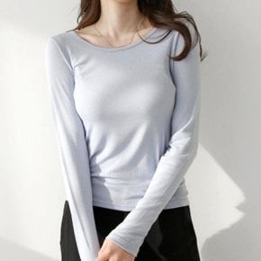 여자 슬림핏 편한 소프트 민무늬 롱슬리브 티셔츠