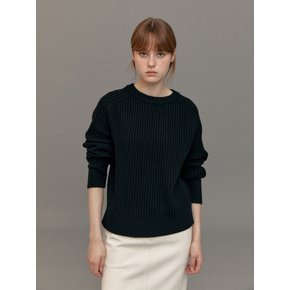 CASHMERE RIBBED BASIC KNIT (BLACK)