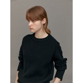 CASHMERE RIBBED BASIC KNIT (BLACK)