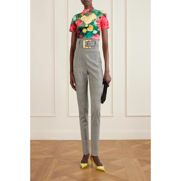 벨티드 프린스 오브 웨일스 체크 울 블렌드 스키니 팬츠 46376663162945907