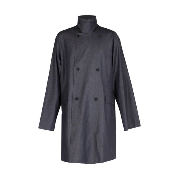 26SS DEEP BLUE HIGH NECK DOUBLE BREASTED COAT