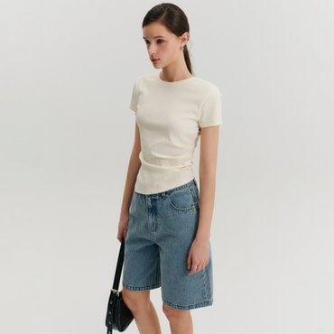룩캐스트 제제 언발란스 티셔츠_라이트 엘로우 / ZEZE UNBLANCE T-SHIRT_LIGHT YELLOW