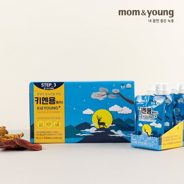 청소년 어린이녹용 키엔용 플러스 80ml x  10포 고함량 녹용 공부하는 학생들에게 기력보충 수험생 가정의달 선물세트