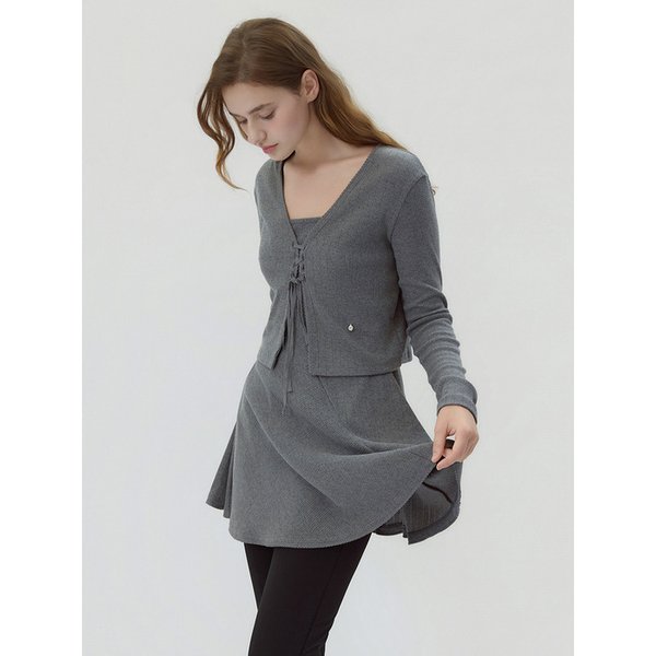 Eyelet Jersey Tunic One-Piece Set Charcoal Grey AT5TSF081CG