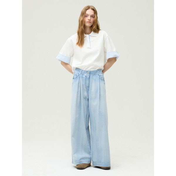 밴딩 와이드 워싱 데님 팬츠 EMQ3DPT030