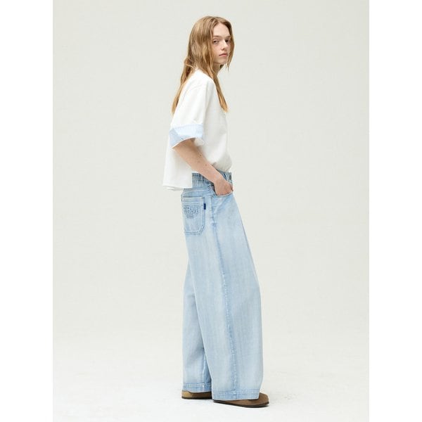 밴딩 와이드 워싱 데님 팬츠 EMQ3DPT030