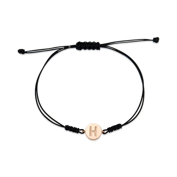 [비앤비골드] 18K 원형 H 실크끈 블랙 실팔찌 PNB35768