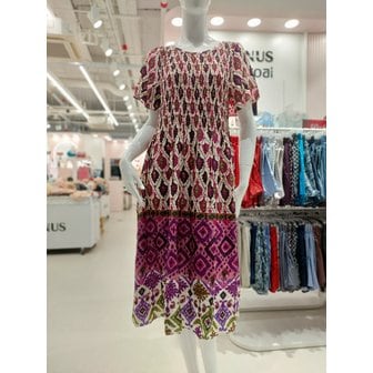 와코루 [부산점] 에스닉보더 스모킹 원피스(WGN7171 PU)