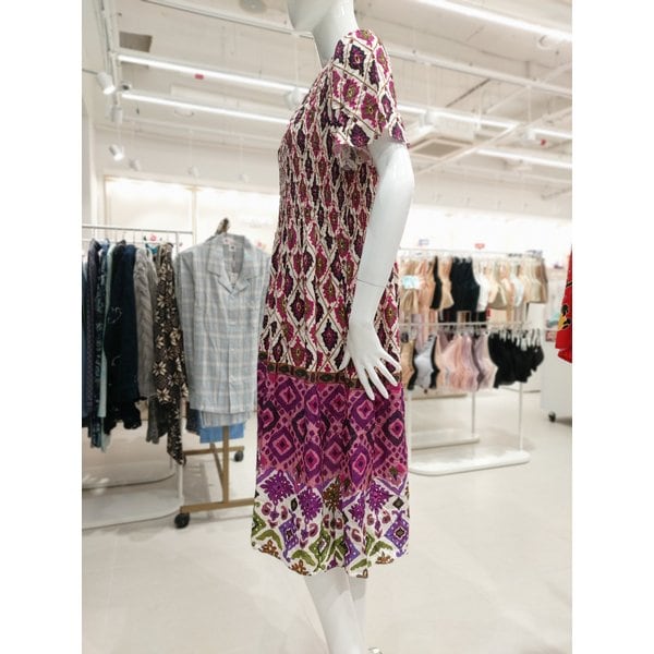 [부산점] 에스닉보더 스모킹 원피스(WGN7171 PU)