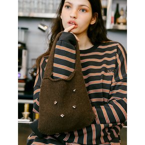 Heart Knit Mini Bag (Brown)