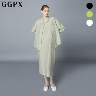 GGPX 내추럴 플리츠 원피스 앤 셔츠 셋업 (GO4OP061F)