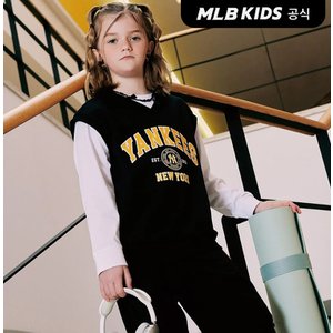 MLB키즈 (공식)24SS 바시티 3PCS 베스트 긴팔 세트 7AS1V0741-50BKS