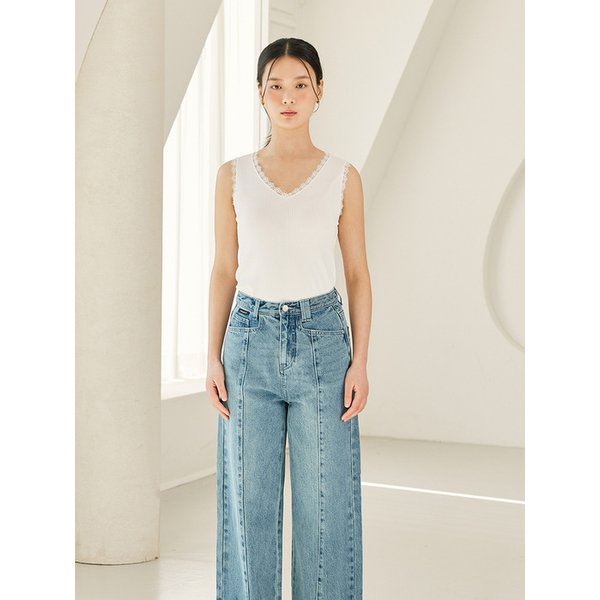 [25 신상] 골지 레이스 브이넥 니트 나시  (VKUCF2965)