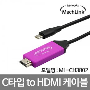 마하링크 Type C to HDMI 변환 케이블 (ML-CH3802,2m)