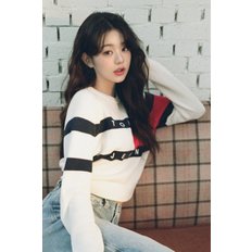 [장원영PICK] 여성 센터 플래그 스웨터 T32F0KTO33TWT1 TOMMY JEANS