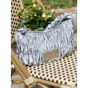 Metallic ego shirring hobo bag - silver