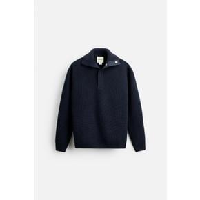 울 캐시미어 니트 폴로 셔츠 X 나누시카 5755/365 NAVY BLUE