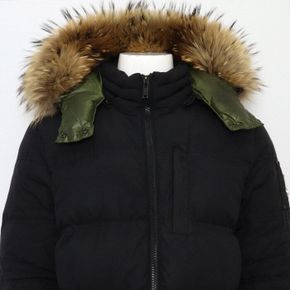 블랙 후드 퍼 롱 패딩 점퍼 사이즈 106CM 152898809