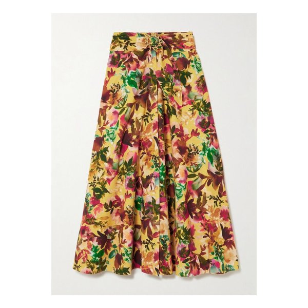 살로니 니샤 벨티드 플로럴 코튼 미디 스커트 1647597359878444