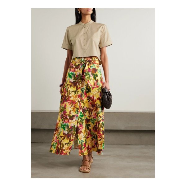 살로니 니샤 벨티드 플로럴 코튼 미디 스커트 1647597359878444