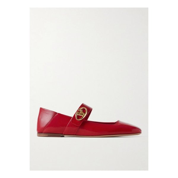 V로고 락커 크링클 페이턴트 가죽 발레 플랫 1647597343316381