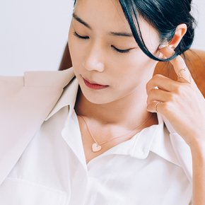 [14k] 하트 펜던트 무광 이니셜 여자 생일선물 레이어드 민줄 3푼 목걸이