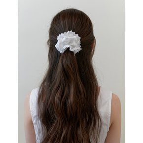 ruffle lace cotton scrunch - white