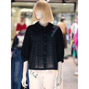 [파주점] 트로이 니트 배색 블라우스 BABLA3541-BK