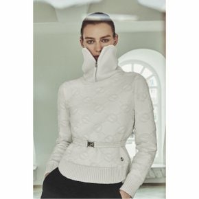 EMROIDERY POLO BELTED SWEATER (WINDPROOF)_NLWAW23802IVX