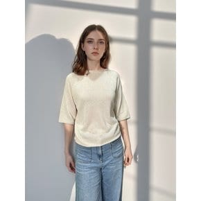 24SS Callaite Linen Blended Rolling Neck Top - Ivory