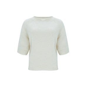 24SS Callaite Linen Blended Rolling Neck Top - Ivory