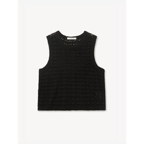 HANDMADE CROCHET KNIT VEST_BLACK