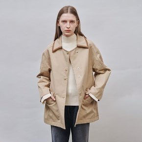 Leather Combo Half Trench_BEIGE