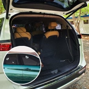 차량용 창문 모기장 4P + 자동차 트렁크 대형 모기장 세트 캠핑 차박 햇빛가리개