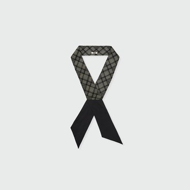EENK ZUIE Check Pattern Silk Scarf - Black/Ivory