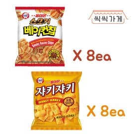 씩씩가게 쟈키쟈키 70g + 돌아온 스모키 베이컨칩 70g 8개씩 한박스