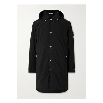 스톤아일랜드 가먼트 다이 로고 아플리케 캔버스 후드 파카 블랙 46376663162906645