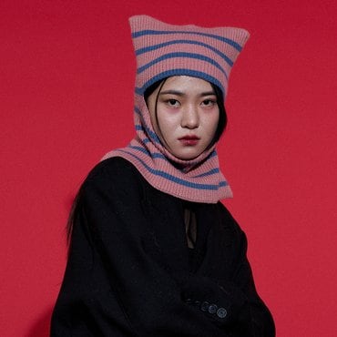 리끌로우 STRIPE CAT BALACLAVA PINK